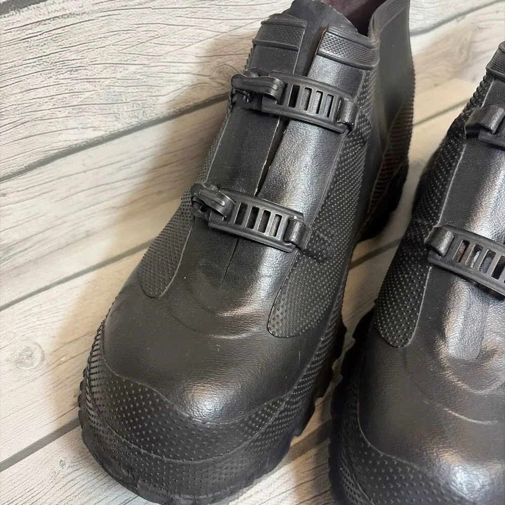 Servus USA made Black Rubber Galoshes Boots Slip on Shoe Cover Men's Rain Size 9